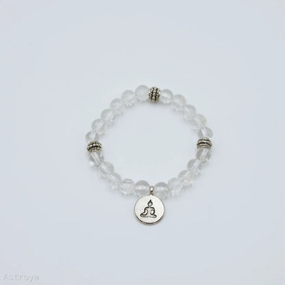 Bracelet Bouddha Cristal de Roche 21 perles | charm Bouddha