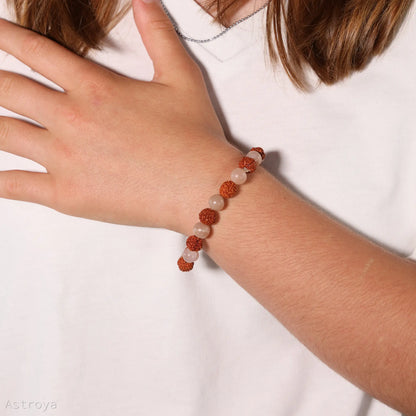 Bracelet Rudraksha - Pierre de lune pêche