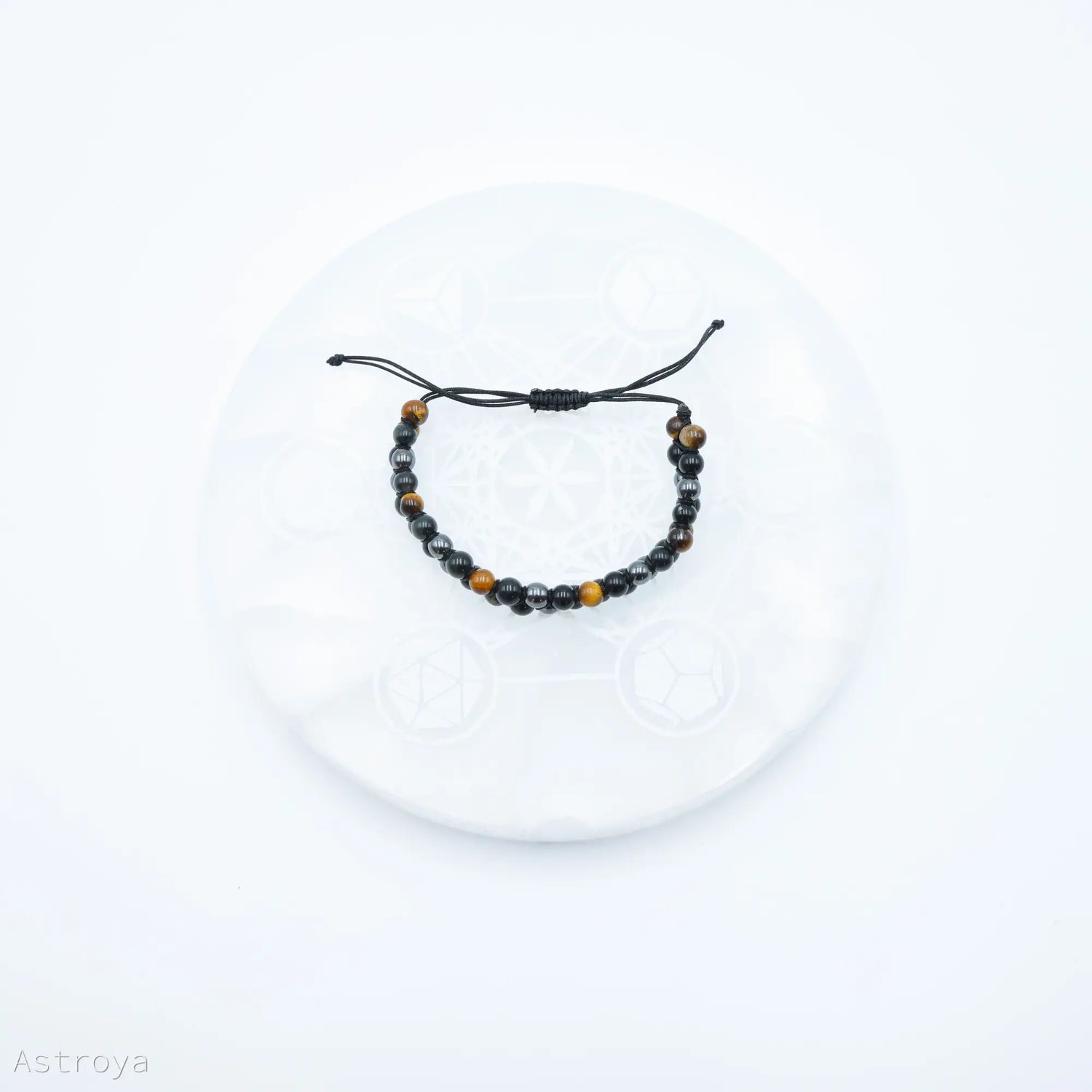 Bracelet en Hématite, Obsidienne et Oeil de tigre double rang