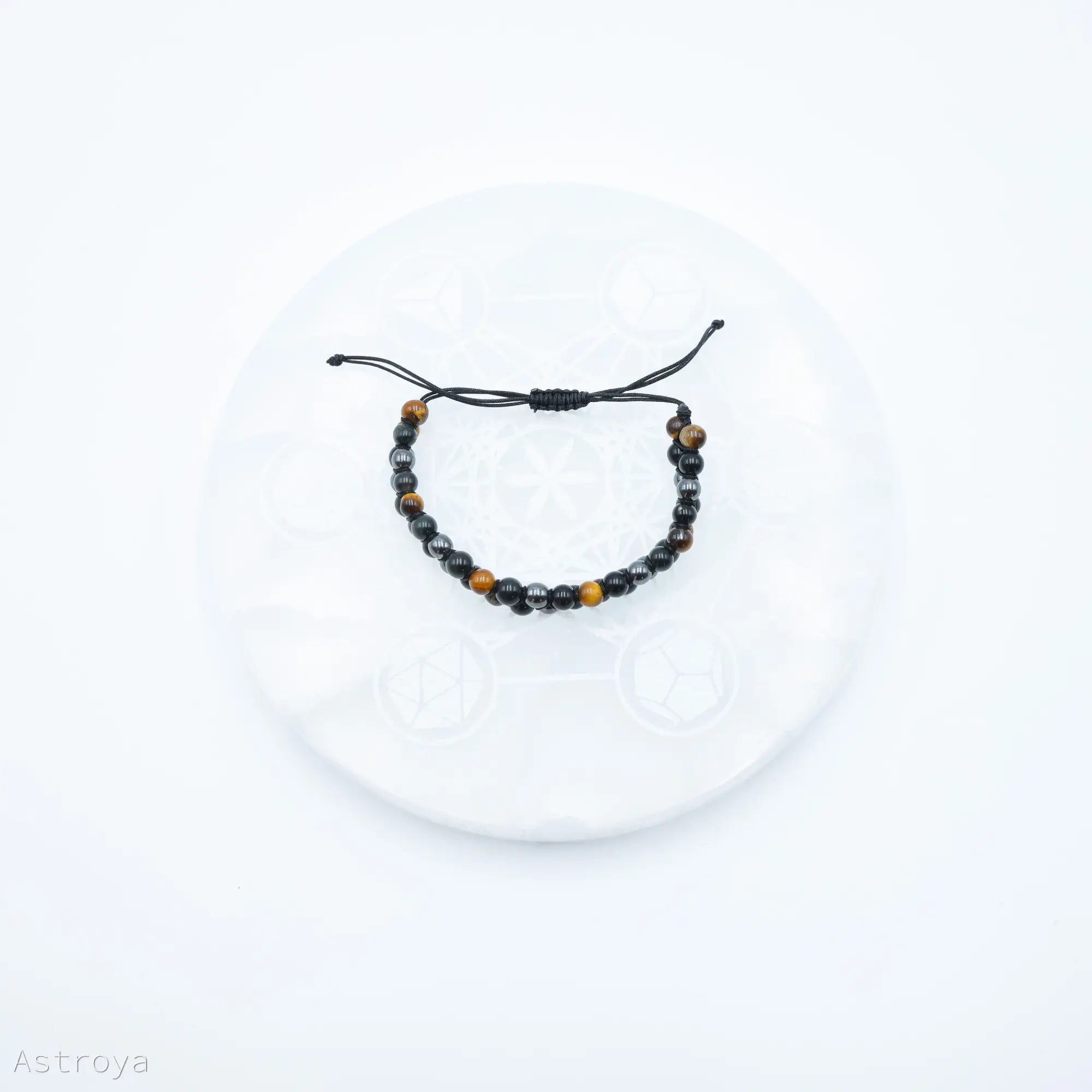 Bracelet en Hématite, Obsidienne et Oeil de tigre double rang