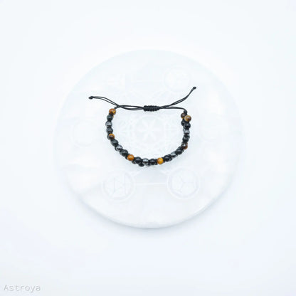 Bracelet en Hématite, Obsidienne et Oeil de tigre double rang