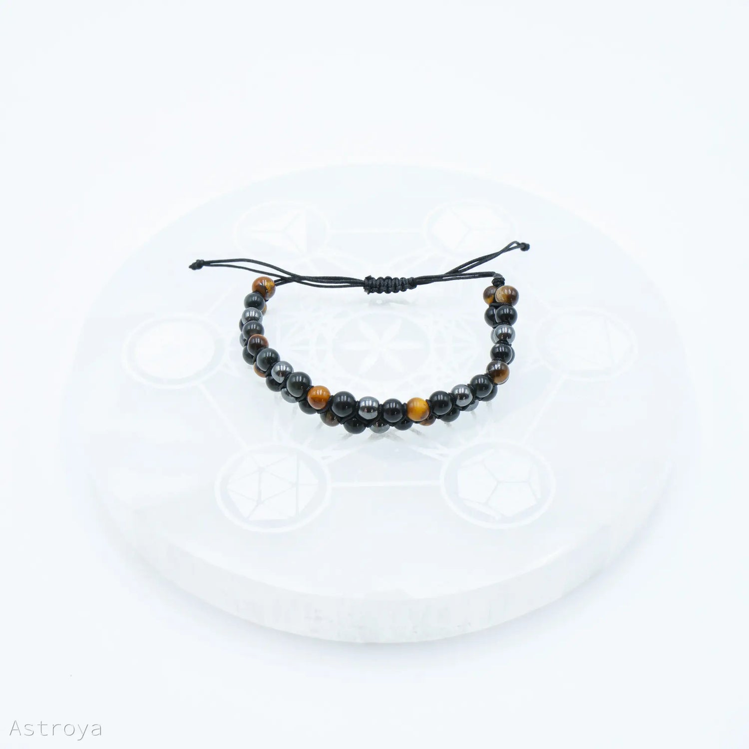 Bracelet en Hématite, Obsidienne et Oeil de tigre double rang