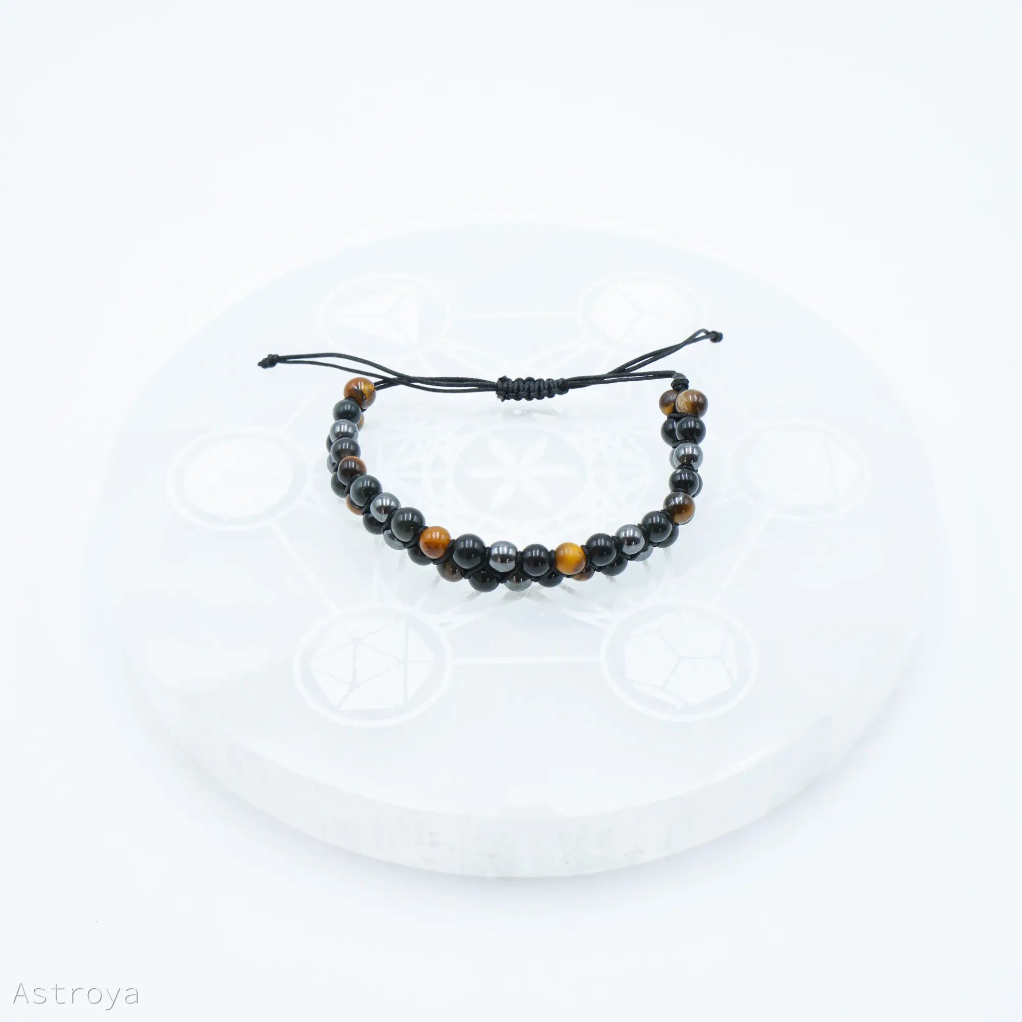 Bracelet en Hématite, Obsidienne et Oeil de tigre double rang