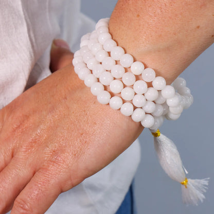 Mala Agate Blanche | 108 perles - vue poignet