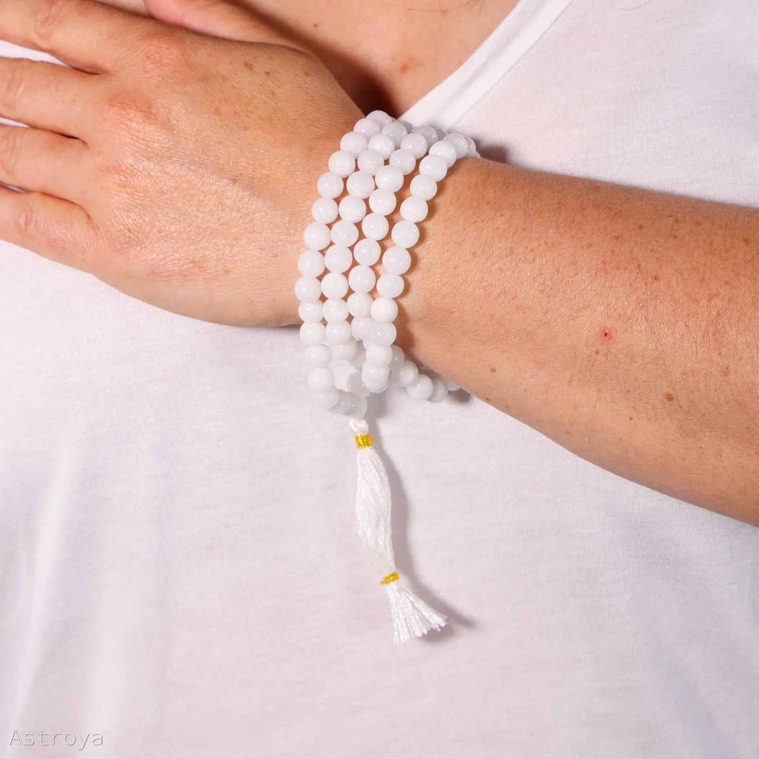 Mala Agate Blanche | 108 perles - vue détaillée