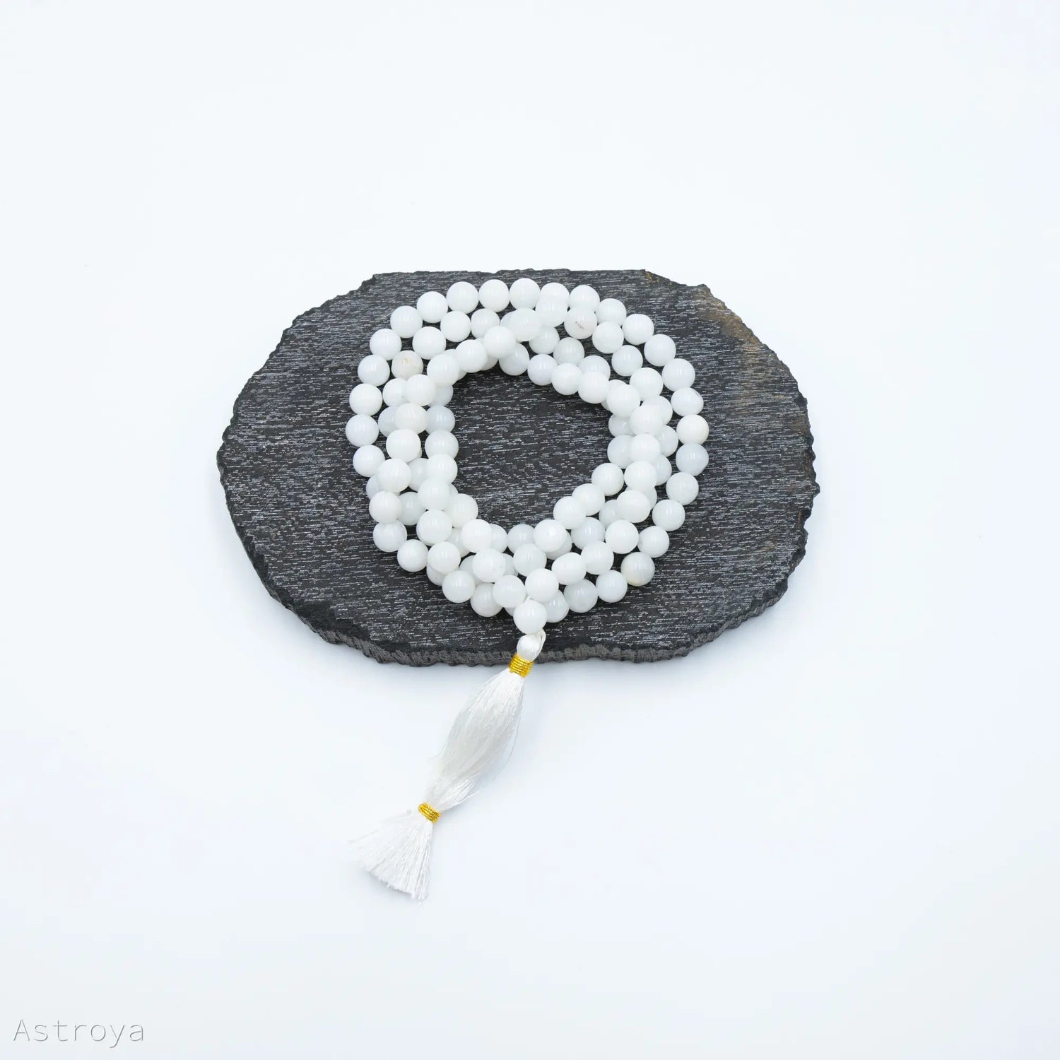 Mala Agate Blanche | 108 perles- vue de haut