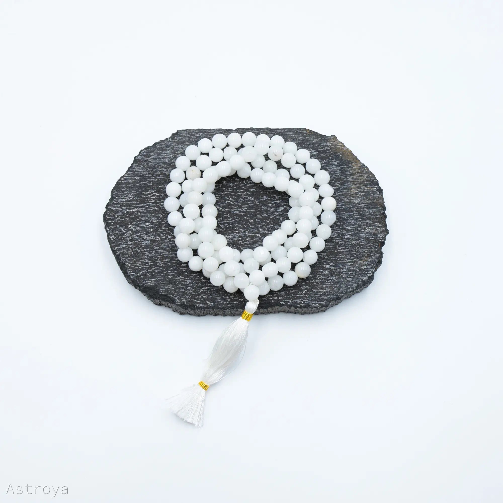 Mala Agate Blanche | 108 perles- vue de haut
