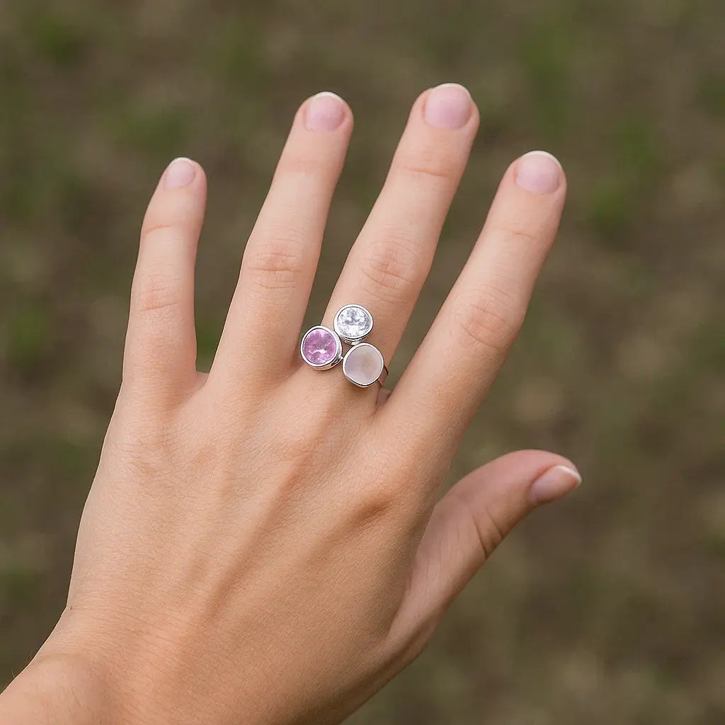 Bague réglable minéraux triangle d&