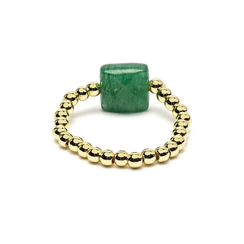 Bague aventurine verte facettée 2 cm, bague extensible pour chance et optimisme
