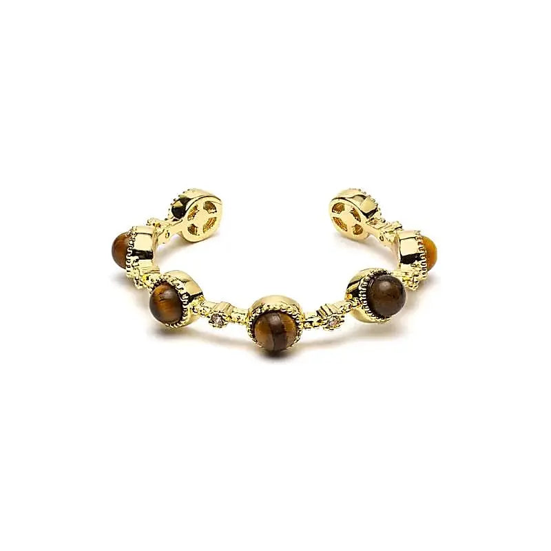 Bague ouverte en œil de tigre 2 cm, bague de protection en pierre naturelle