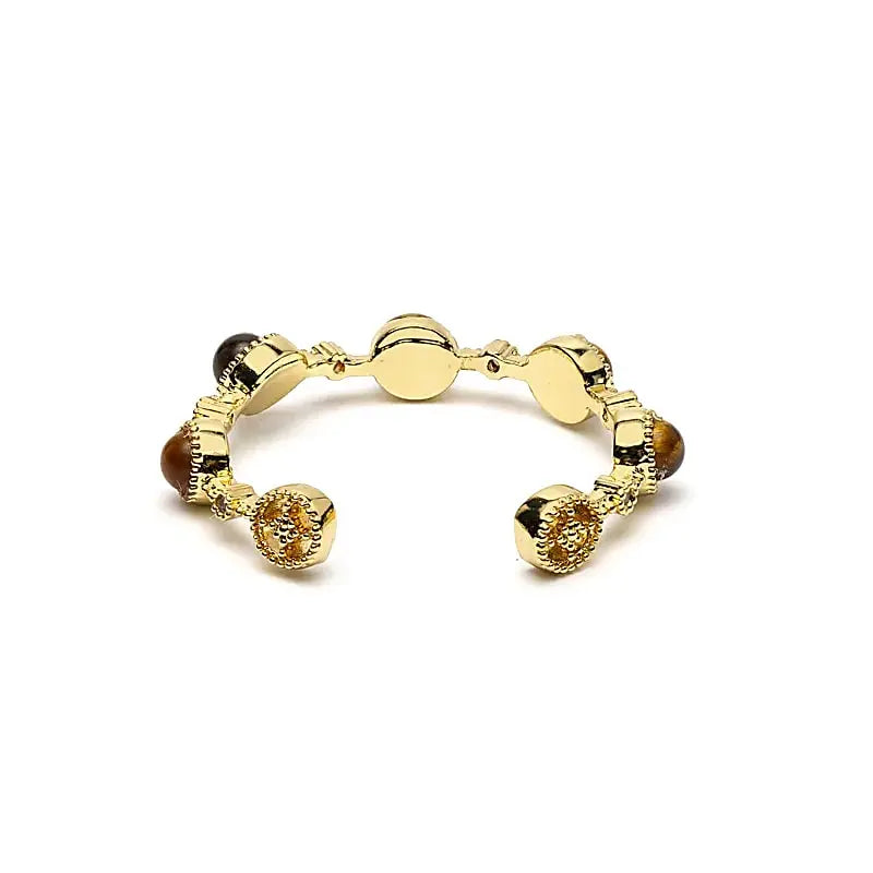 Bague réglable œil de tigre 2 cm, bijou lithothérapie pour confiance et ancrage