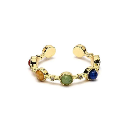 Bague ouverte 7 pierres des chakras 2 cm, bijou d’harmonisation énergétique