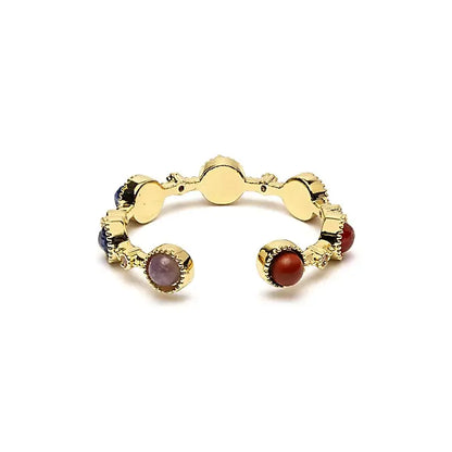 Bague réglable avec pierres des 7 chakras, bague colorée 2 cm pour équilibre intérieur
