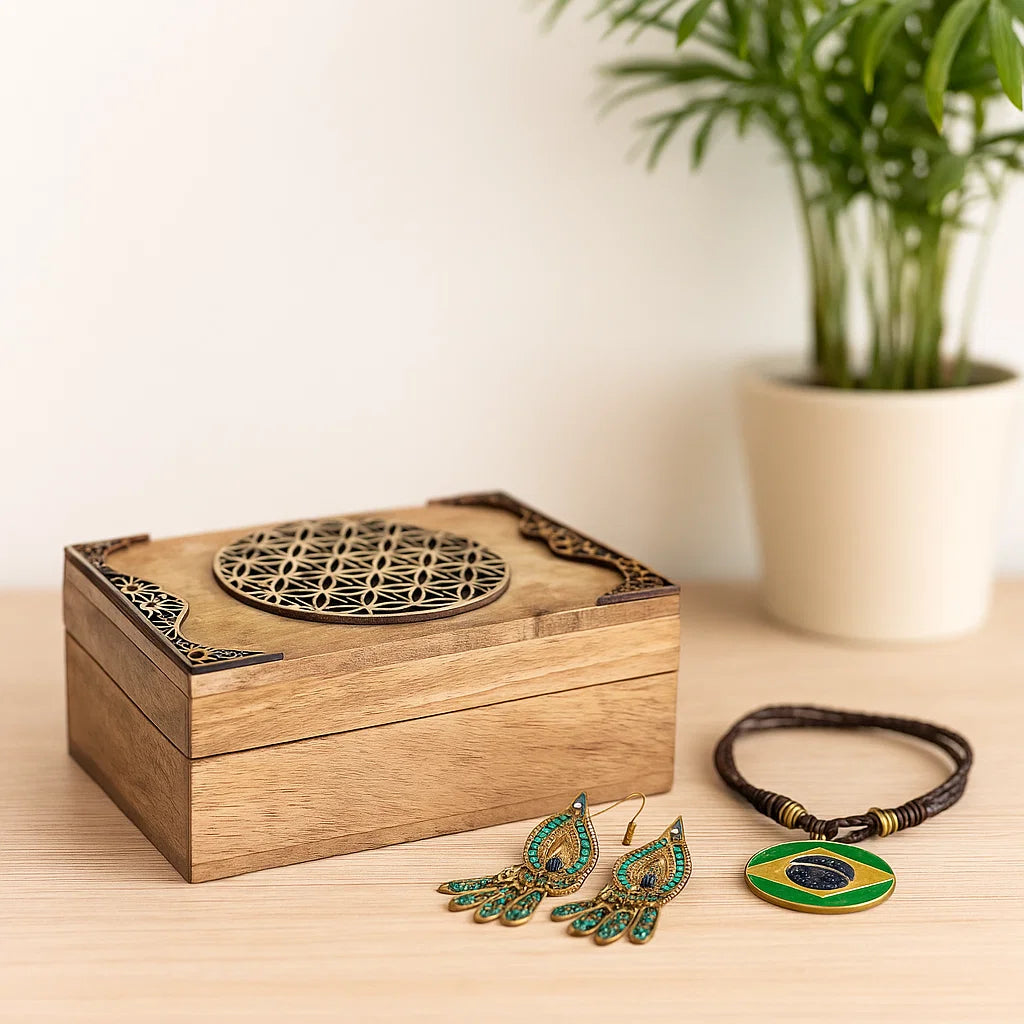 Boîte en bois de manguier - Fleur de Vie