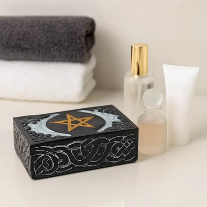 Boite à tarot ou bijoux en pierre à savon pentacle