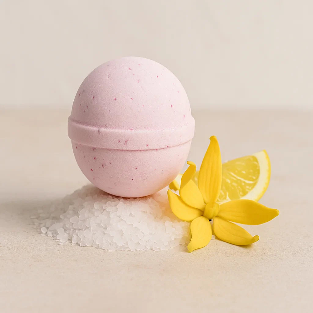 Bombe de bain aromathérapie Passion aux arômes chaleureux, idéale pour un moment de bain sensoriel et revitalisant