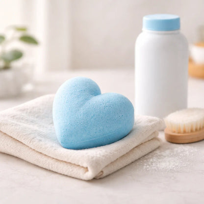 Bombe de bain cœur senteur talc de bébé, douceur et détente pour un moment bien-être