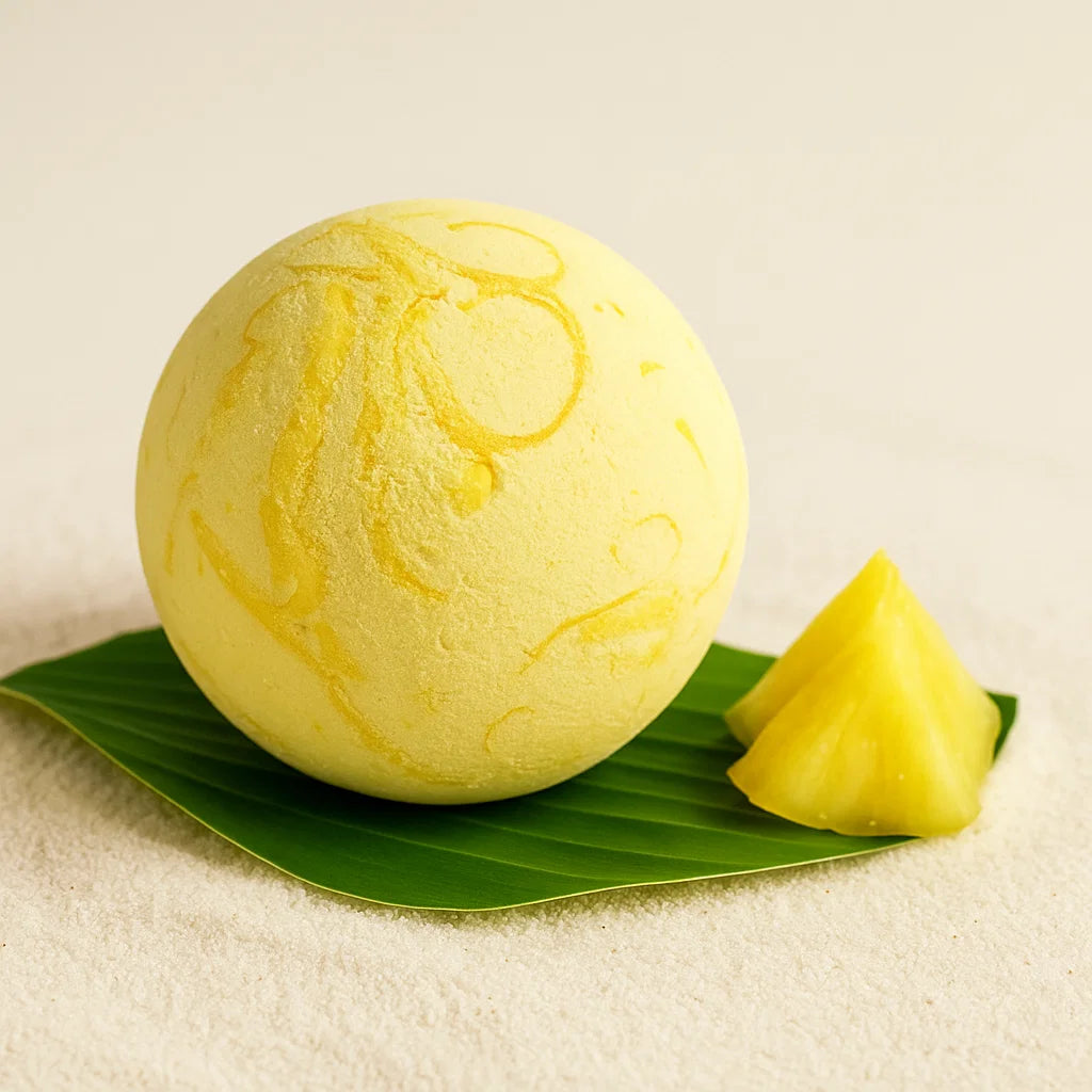 Bombe de bain jumbo Paradis Tropical senteur Ananas – parfum exotique d’ananas, naturelle, végan, hydratée à l’huile de coco