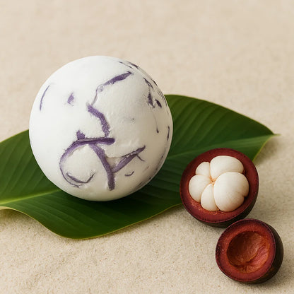 Bombe de bain jumbo Paradis Tropical senteur Mangoustan – évadez-vous, parfum nourrissant revitalisant, naturel, végan, huile de coco
