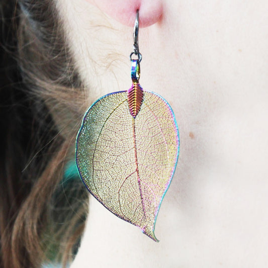 Boucles d'Oreilles Feuilles - Argenté