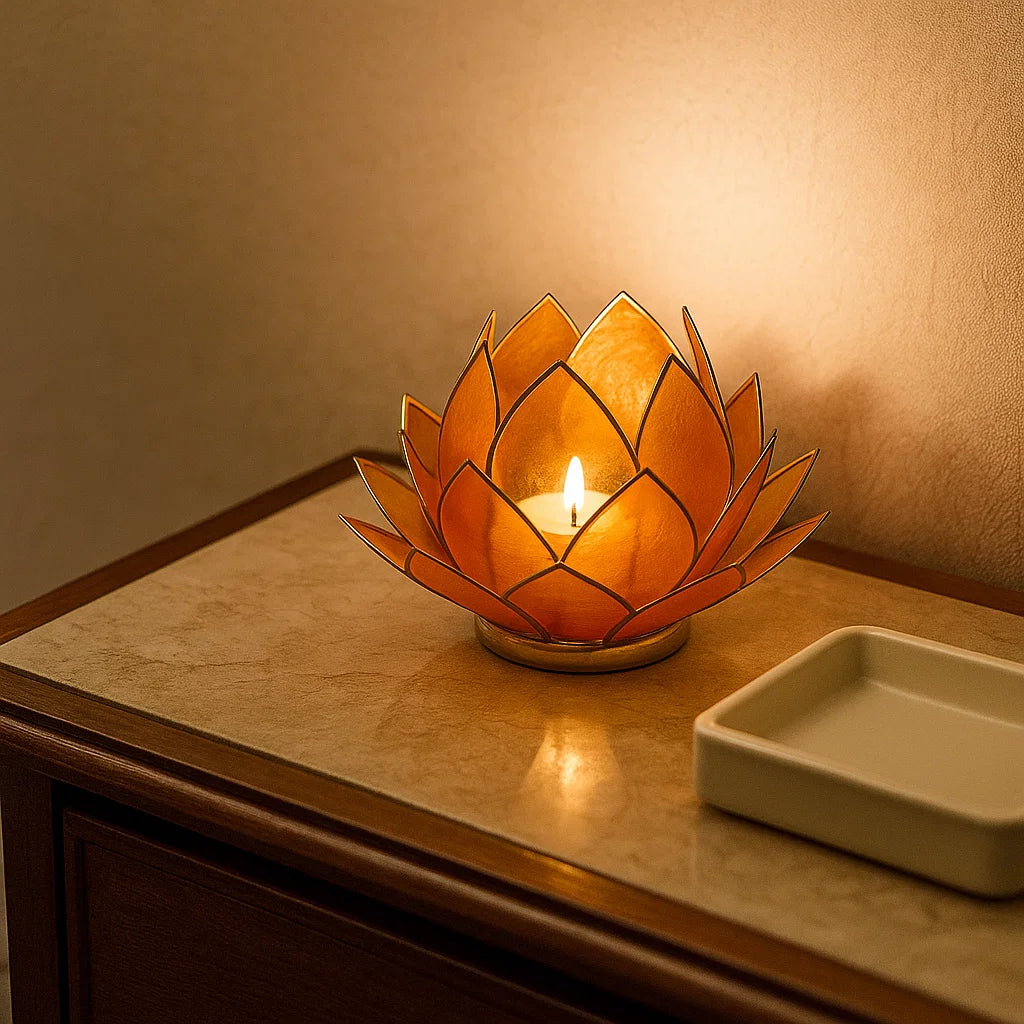 Bougeoirs Lotus - Bords dorés - Grand Format