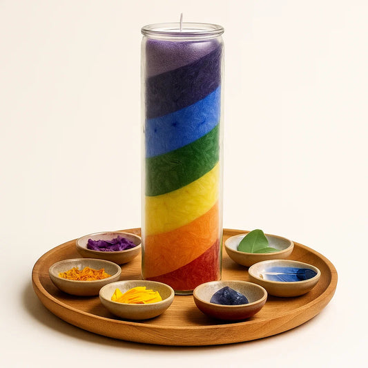 Bougie 7 chakras arc-en-ciel