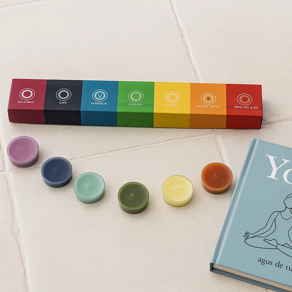 7 bougies chakras arc-en-ciel