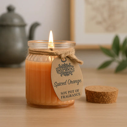 Bougie parfumee Orange Epicee en cire de soja – fragrance chaleureuse et festive