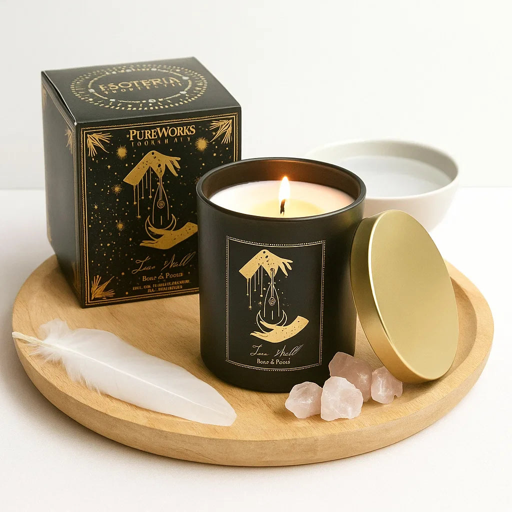 Bougie d’intention Love Spell 50h allumée avec quartz rose – cadeau bien-être esprit cocooning