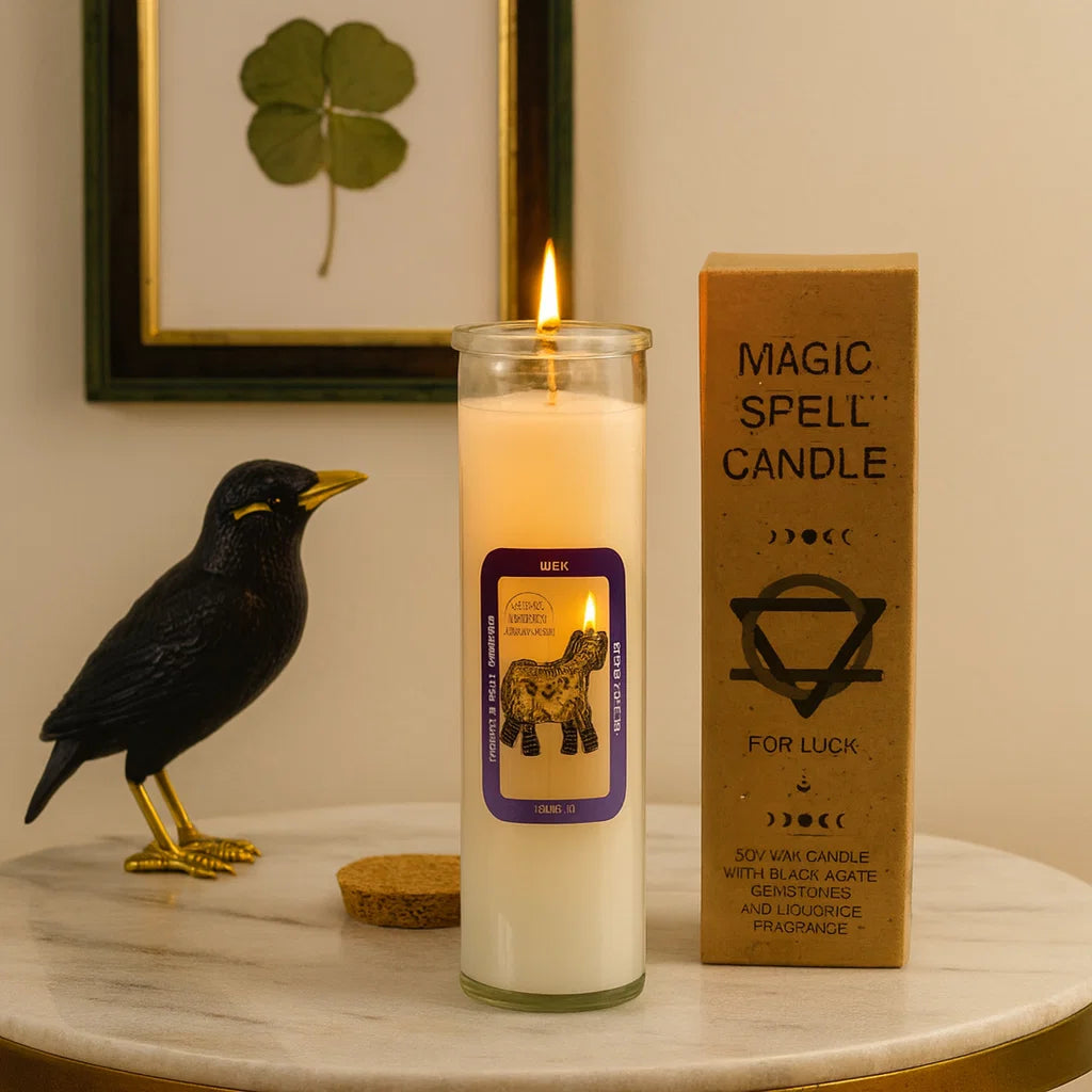 Bougie magique Chance avec pierres naturelles – attirer la chance, les opportunités et les énergies favorables