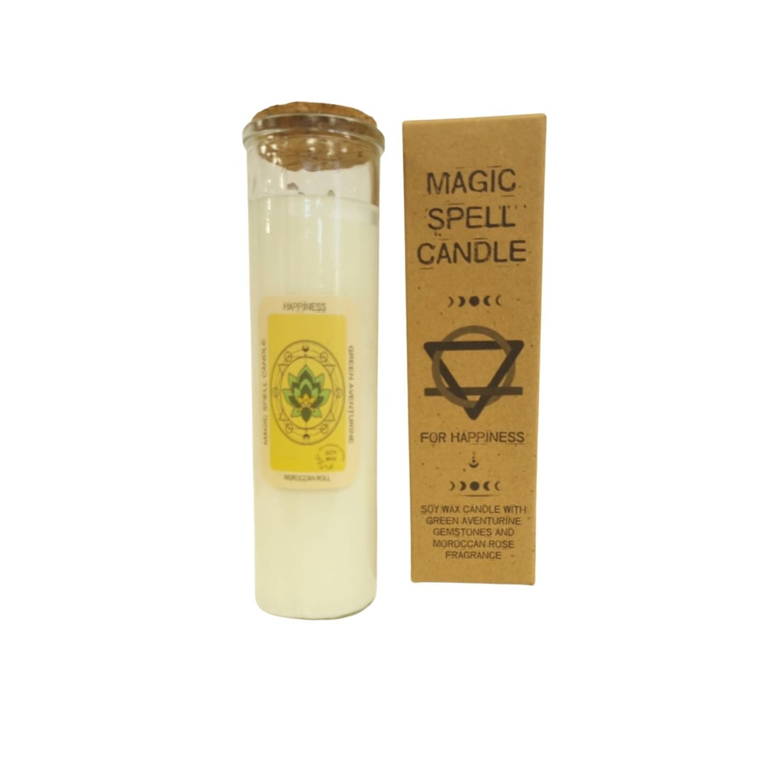 Bougie intention Bonheur – parfum lumineux et pierres énergétiques pour améliorer le bien-être