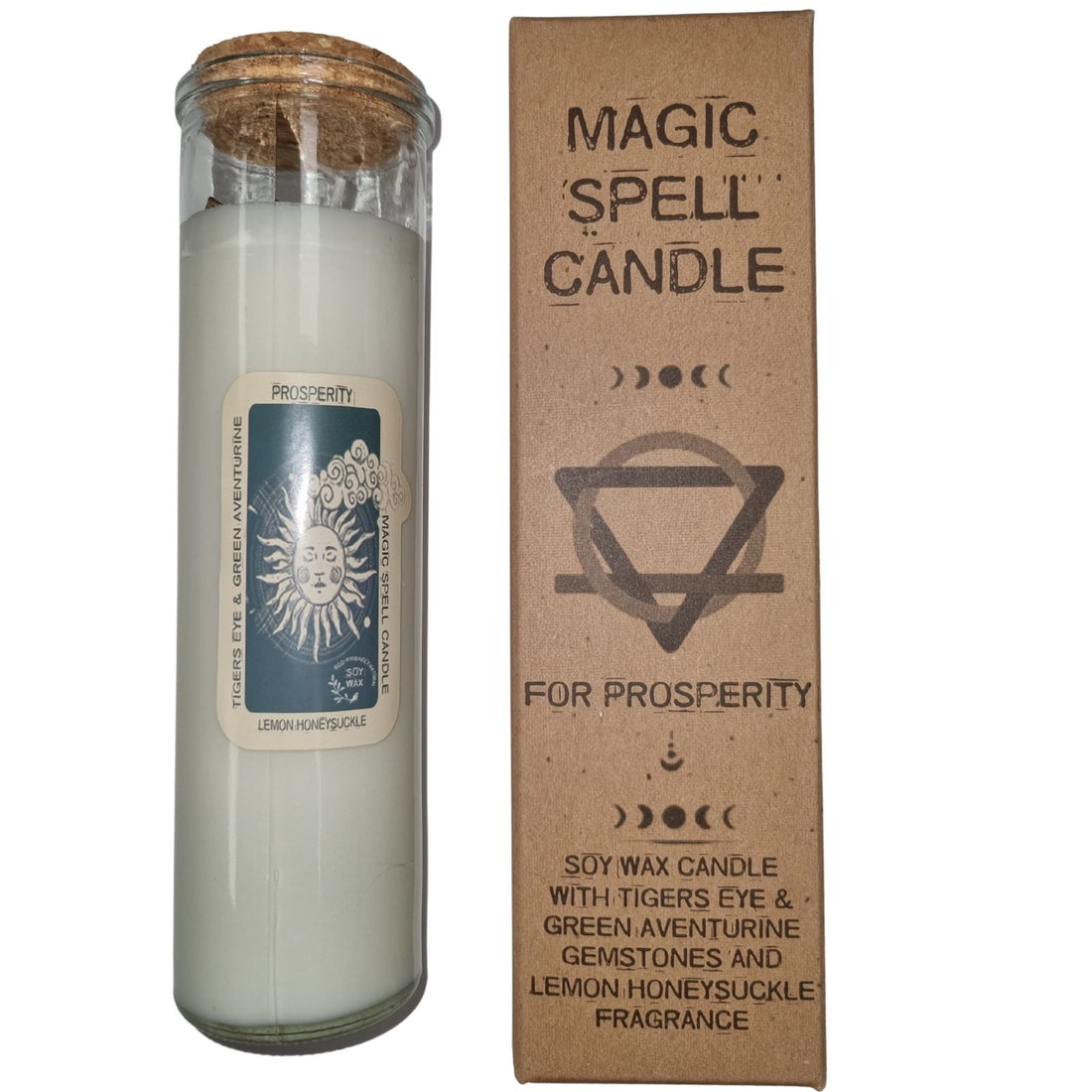 Bougie intention Prospérité – parfum chaleureux et pierres énergétiques pour favoriser la réussite