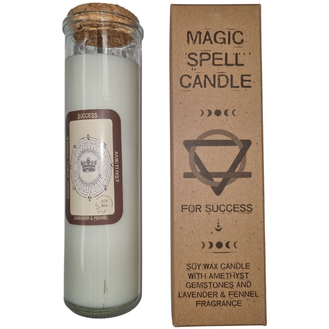 Bougie intention Succès – parfum stimulant et pierres énergétiques pour soutenir vos projets