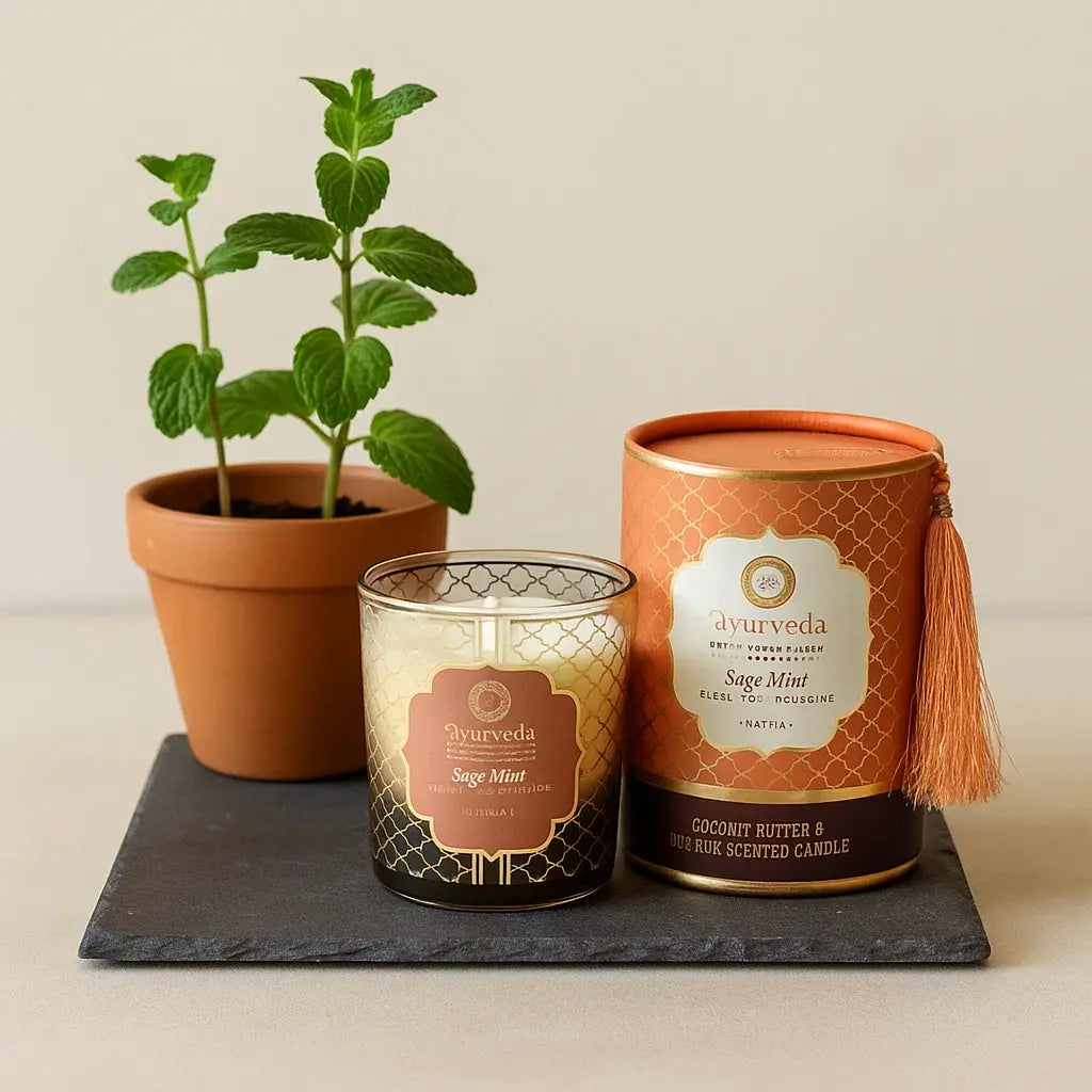 Bougie ayurvédique Kapha sauge menthe — cadeau fête des mères bien-être