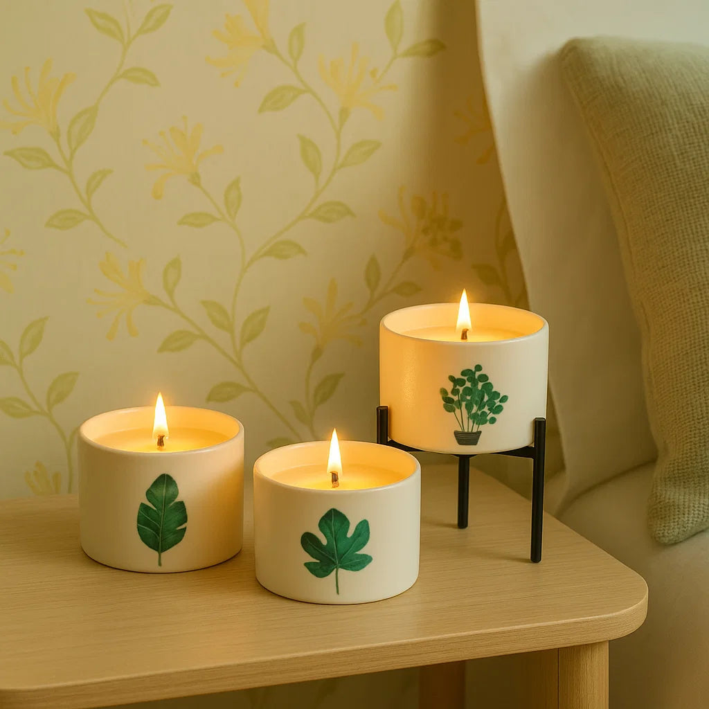 3 Bougies botaniques - Chèvrefeuille & Citron, cadeau bien-être anniversaire femme