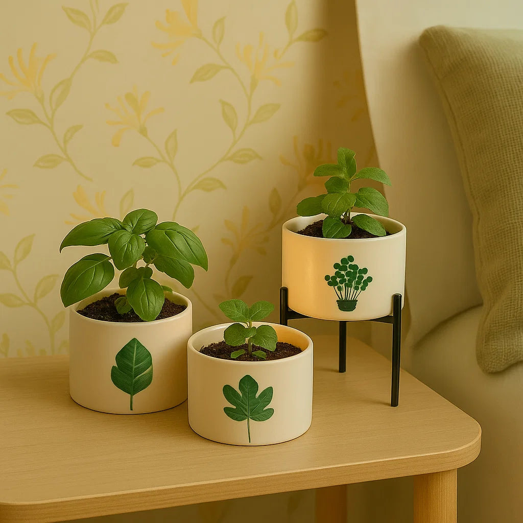 3 Bougies botaniques après utilisation avec des plantes dans les pots