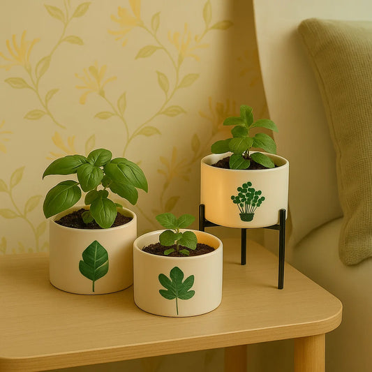 3 Bougies botaniques après utilisation avec des plantes dans les pots