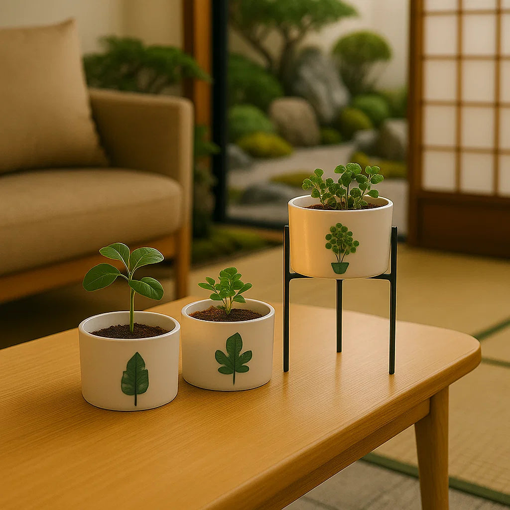 3 Bougies botaniques après utilisation avec des plantes dans les pots