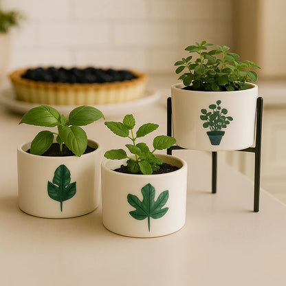 3 Bougies botaniques après utilisation avec des plantes dans les pots