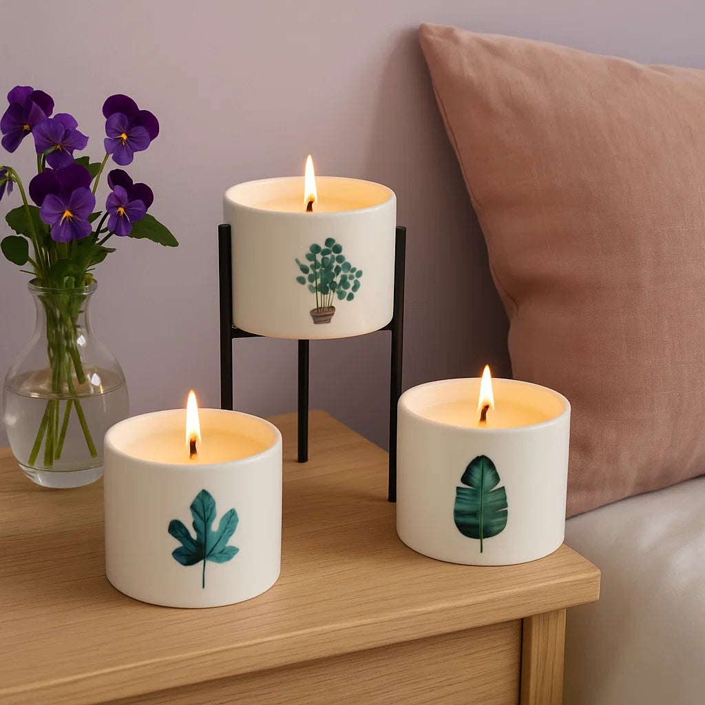 3 grandes Bougies botaniques - Violette des Marais