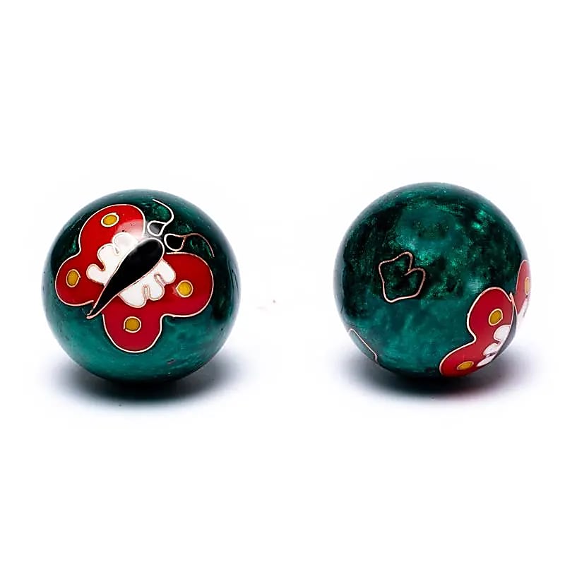 Boules de santé Qi Gong motif papillon en métal de 3,5 cm pour relaxation et méditation