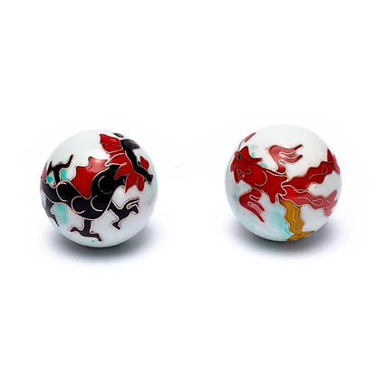 Boules de santé Qi Gong Phénix et Dragon en métal de 3,5 cm pour relaxation, méditation et bien-être