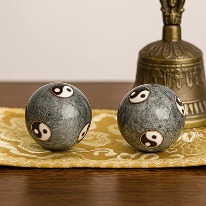 Boules de santé Qi Gong Yin et Yang Tai Chi gris - 4 cm