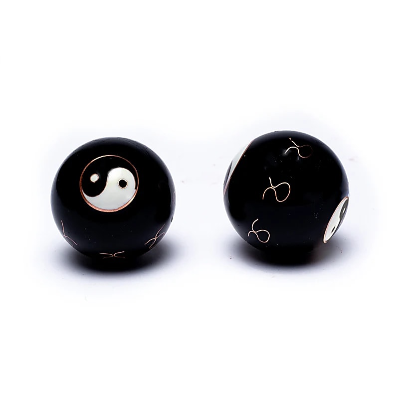 Boules Qi Gong Yin Yang en métal de 3,5 cm pour relaxation et méditation