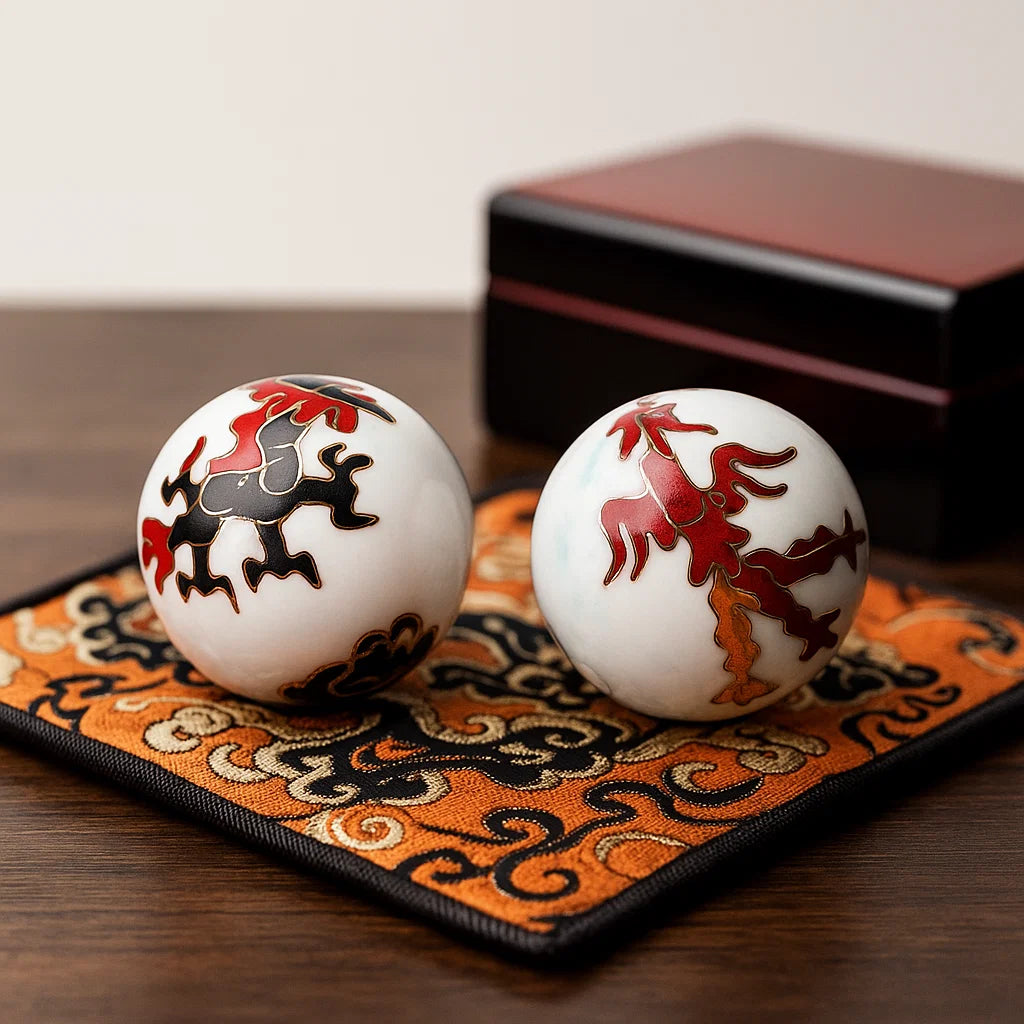 Boules de santé Qi Gong Phénix et dragon - 4 cm
