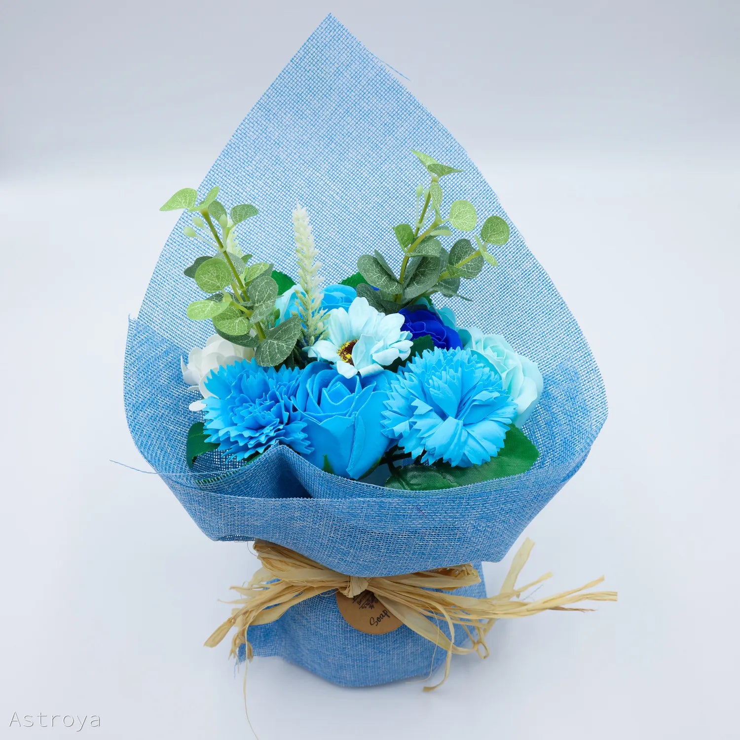 Texture de bouquet de fleurs de savon bleu, ingrédient naturel (amidon de maïs), colorants sûrs – Astroya