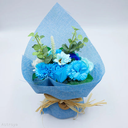 Texture de bouquet de fleurs de savon bleu, ingrédient naturel (amidon de maïs), colorants sûrs – Astroya