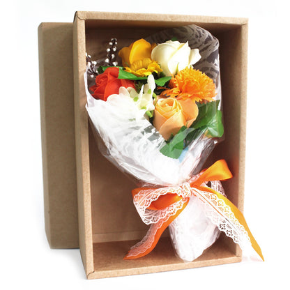 Bouquet de Fleurs de savon Orange dans son coffret