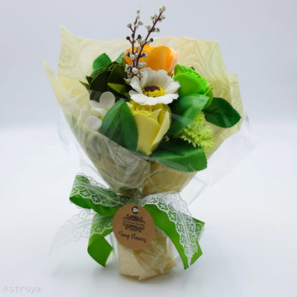 Bouquet durable en fleurs de savon colorées – cadeau zen et raffiné