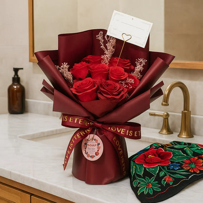 Grand Bouquet de Roses de savon rouges pour femme élégante